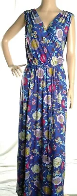 £15.99 • Buy Matthew Williamson Blue Print V Neck Long Maxi Dress Size 8 UK