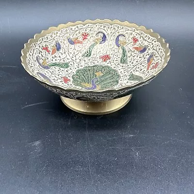 Miniature Metal Fruit Bowl Persian Mugal Minakari Decorative Brass Bowl 4 1/4 In • $29.90