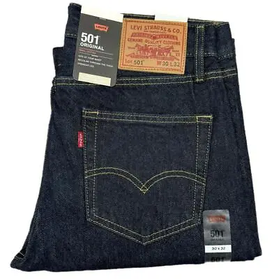 Levis® 501 Mens Denim Jeans Original Fit Bottoms Straight Leg Pants Jean Dark BL • $48.53