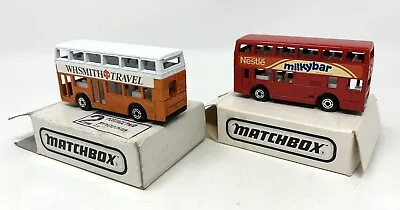 £14.99 • Buy Matchbox Model Double Decker Model Buses - 2x Milkybar WHSmith Travel Boxed