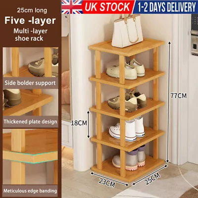 5/7 Tiers Wooden Shoe Rack Bamboo Shoe Stand Wardrobe Organiser Storage Unit • £15.59