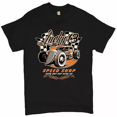 Lucky 13 Speed Shop T-shirt Rat Rod Route 66 Vintage Racing Car Men's Tee • $19.95