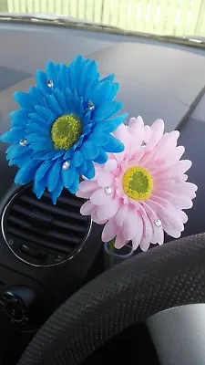 Double Gerbera Dashboard Daisy Car Flower Blue Pink For VW Beetle Bug Vase +Gift • $12.62
