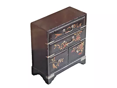 Japanese Black Lacquer Table Top Chest Of Drawers • £75