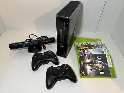 TESTED Xbox 360 S Slim 250 GB Console Bundle W/Kinect + 5 Games • $94.99