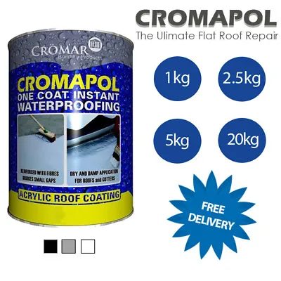 £34.99 • Buy Cromapol | Acrylic Roof Coat | Roof Paint Sealant | Emergency Roof Repair