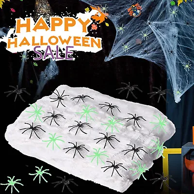 Halloween Spider Web With 150 Spiders Stretchy Cobweb Party Decoration Carneval • £6.92