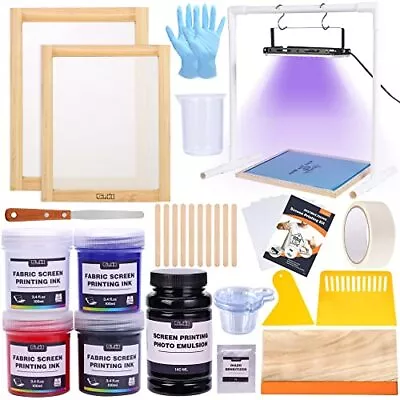 46 Pieces Screen Printing Kit With 4 Color Fabric Ink LED UV Exposure • £138