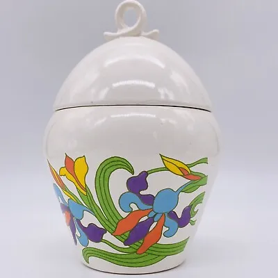 Vintage Tabu Dana Perfumes JAR Dusting Powder Ceramic 1980’s Floral Design Iris • £24.13