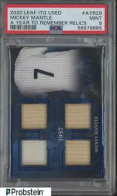 2020 Leaf ITG Used A Year To Remember Mickey Mantle Quad Bat Jersey /15 PSA 9 • $16.50