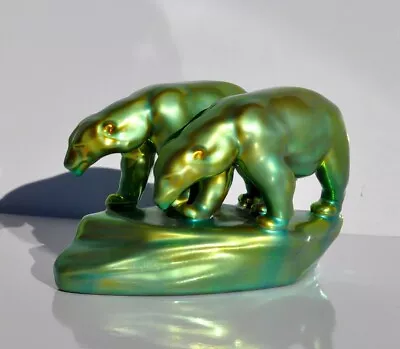 $125 • Buy Beautiful Iridescent Vintage Hungarian Pottery Ceramic Bears By Zsolnay