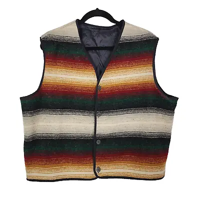 Vintage Mens Woolrich Southwestern Aztec Cardigan Button Vest Sweater Cotton XL • $39.99