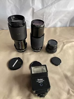 Lot 4 Vivitar Series 1 70-210MM 1:35 80-200 28 Mm Auto Zoom Camera  & Flash • $50