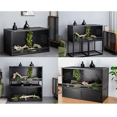 Large Reptile Enclosure 40  X 16  X 16  Terrarium 44 Gallon Black Low Habitat • $239.99