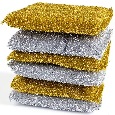 6 GENTLE SCOURER PADS Non Scratch For Non Stick Coated Pots Pans Dishware Sponge • £6.78