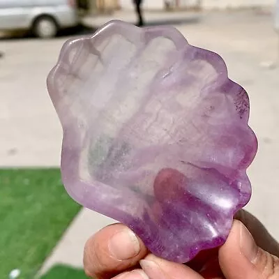 117G Natural Fluorite Quartz Carved Shell Bowl Crystal Spirit Therapy Gift • $0.99