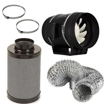 Hydroponics Twin Speed Extractor Carbon Filter Kit 150mm 6  Grow Set • £88