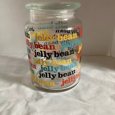Vintage 1980's JELLY BEAN Colorful Glass Jar Storage Container With Lid • $14.99