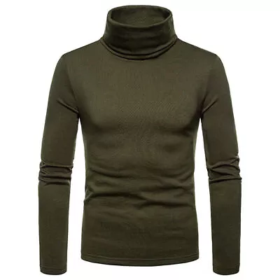 US Mens Turtleneck Pullover Long Sleeve Jumper Tops Warm Casual Slim Fit T-Shirt • $19.68