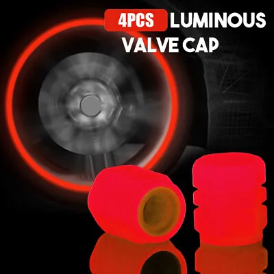 $3.31 • Buy 4x Luminous Red Car Wheel Tire Tyre Air Valve Stem Caps Screw Cover Accessories