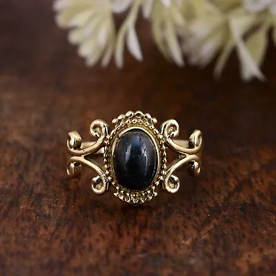 Black Onyx Oval Gemstone Ring 925 Sterling Silver Ring  Handmade JewelryMom G • $25