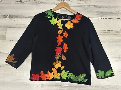 Vintage Michael Simon Event Women's Size Small Fall Leaves Leaf Sweater Cardigan • $62.99