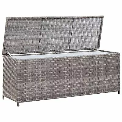 Garden Storage Box Grey 120cm Rattan Patio Storage Chest Outdoor Itzcominghome • £145.42