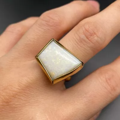 Vintage Native Style Opal 18K Yellow Gold SixteenthAlley Ring Adjustable Size 7 • $1435