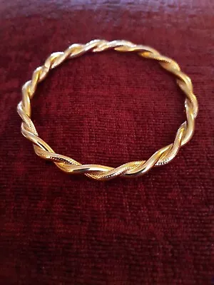 Vintage Monet Gold Tone Bangle Bracelet With Twisted Swirl • $18