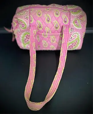 Vera Bradley Pink Paisley Small Zippered Roll Duffle Cosmetic Bag Makeup Tote • $13.39