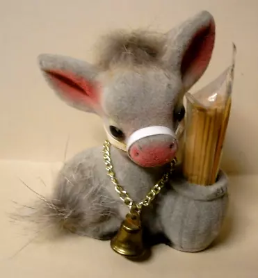 Adorable Whimsical Vintage Flocked Burro Or Donkey Toothpick Holder • $5