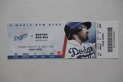 Los Angeles Dodgers Vs Dred Sox 8/25/2013 Full Ticket ~ Adrian Gonzalez Hr • $17.99