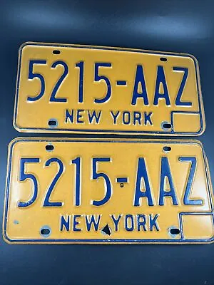 Vintage 1970's-1980's New York State License Plate Set 5215-AAZ • $24.95
