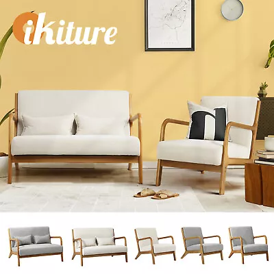 Oikiture Armchair Lounge Chair 1/2 Seater Accent Chairs Fabric Seat Sofa Couch • $199.90