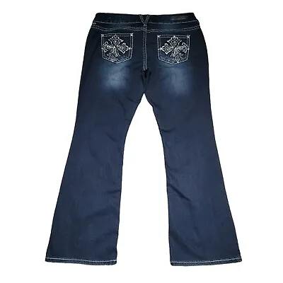 Vanity Premium Collection Women's Size W36 L31 Bootcut Embellished Blue Jeans • $19.97