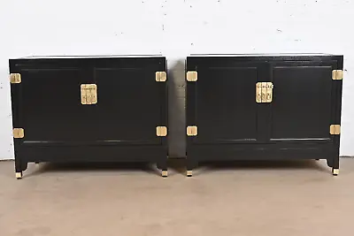 Michael Taylor For Baker Furniture Hollywood Regency Black Bar Cabinets • $7500