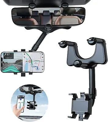 360° Rotatable Telescopic Phone Holder Stand Cradle Car Rearview Mirror Mount • $8.99