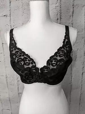 Wacoal Arabesque Underwire Bra Style 85199 Black Lace 36DD • $23