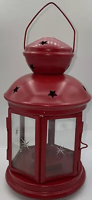$19.88 • Buy IKEA Tea Light Candle Holder Lantern Metal & Glass Hanging Red 