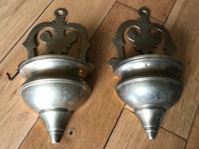 £23.95 • Buy Pair Brass Wall Pockets/Plant Pot Holder/Sconces