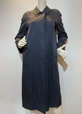 BURBERRY - Vintage Trench Coat - Navy Polyester & Cotton - Size S • $249
