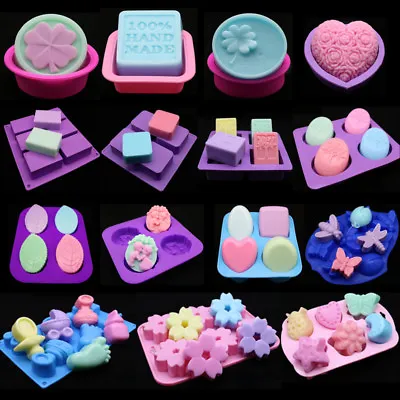 £4.79 • Buy Silicone Soap Mould Cake Cookies Candle Mold Ice Cube Craft Baking Pan Tray Mold