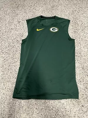 Green Bay Packers Game Worn Used Sleeveless Shirt Team Issued LARGE Nike GREEN • $34.99