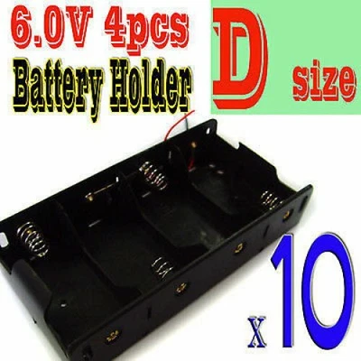 £19.79 • Buy 10 X Battery Holder Case 4x D 6.0V 6V With 6  Leads Box