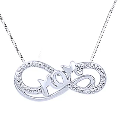 1/10 Ct Infinity MOM Real Diamond Pendant Necklace Sterling Silver • $91.79