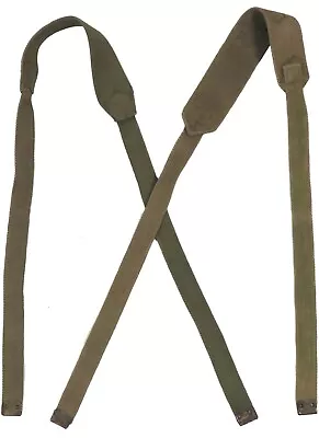 British Army WWII P37 Suspenders Brace Shoulder Strap WW2 Cotton Khaki Green M51 • $39.95