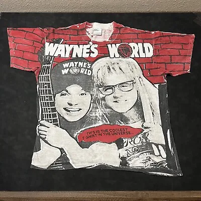 Vintage Wayne’s World Shirt 1990s All Over Print Movie Desantis Promo 90s AOP • $195