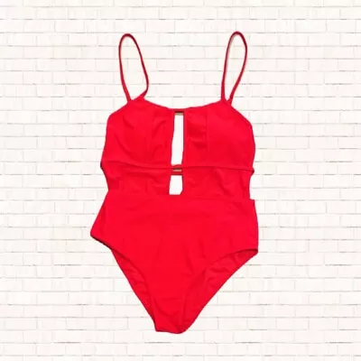 Strappy One Piece • ZAFUL Red Bathing Suit With Keyhole XL Size 10 NWOT OBO • $6.90