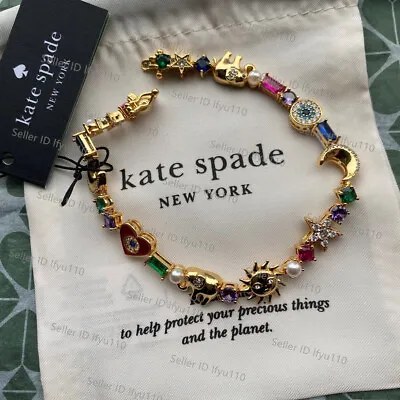 NWT Kate Ks Spade Like Magic Tennis Elephant Moon Evil Eye Heart Charm Bracelet • $38.99