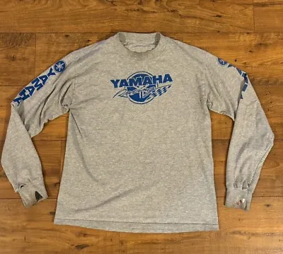 Yamaha Vintage Racing Y2k Longsleeve Shirt - Gray Thrashed - Medium AS IS • $21.86